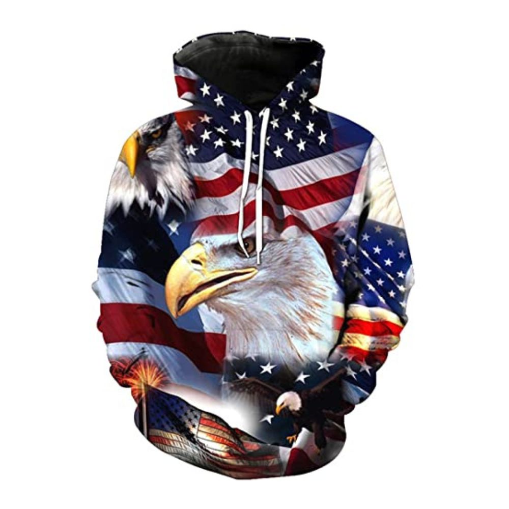 USA Eagle (Adler) Pullover Hoodie 3D-Grafik mit Tasche