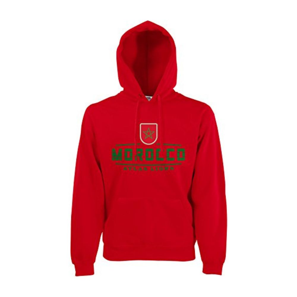 Marokko 'MOROCCO' Fan Hoodie | Kapuzenpullover für EM, WM in Rot