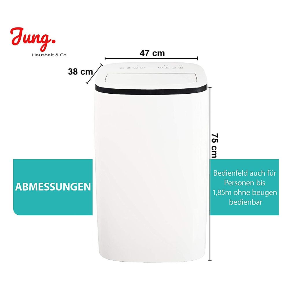 JUNG 'TV08' Mobile Klimaanlage mit Fernbedienung: 16000 BTU, 4,7kW | Kühlen, Entfeuchten, Ventilieren
