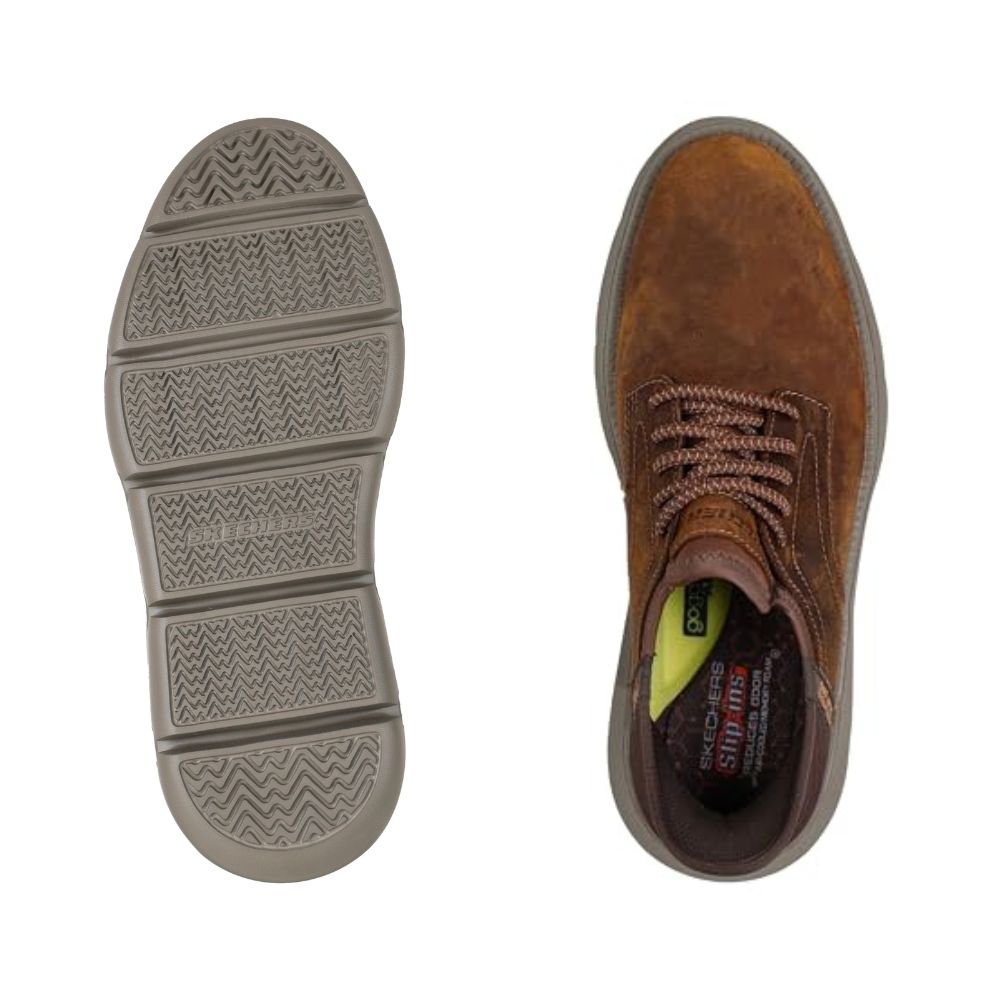 Skechers 'Garza Gervin Brogues' Slip-In Men's Shoes (CDB-Dark Brown)