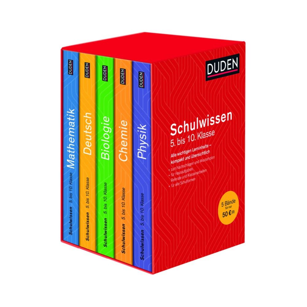 DUDEN: Schulwissen 5. bis 10. Klasse - 5 Bände: Alle wichtigen Unterrichtsinhalte - kompakt und übersichtlich