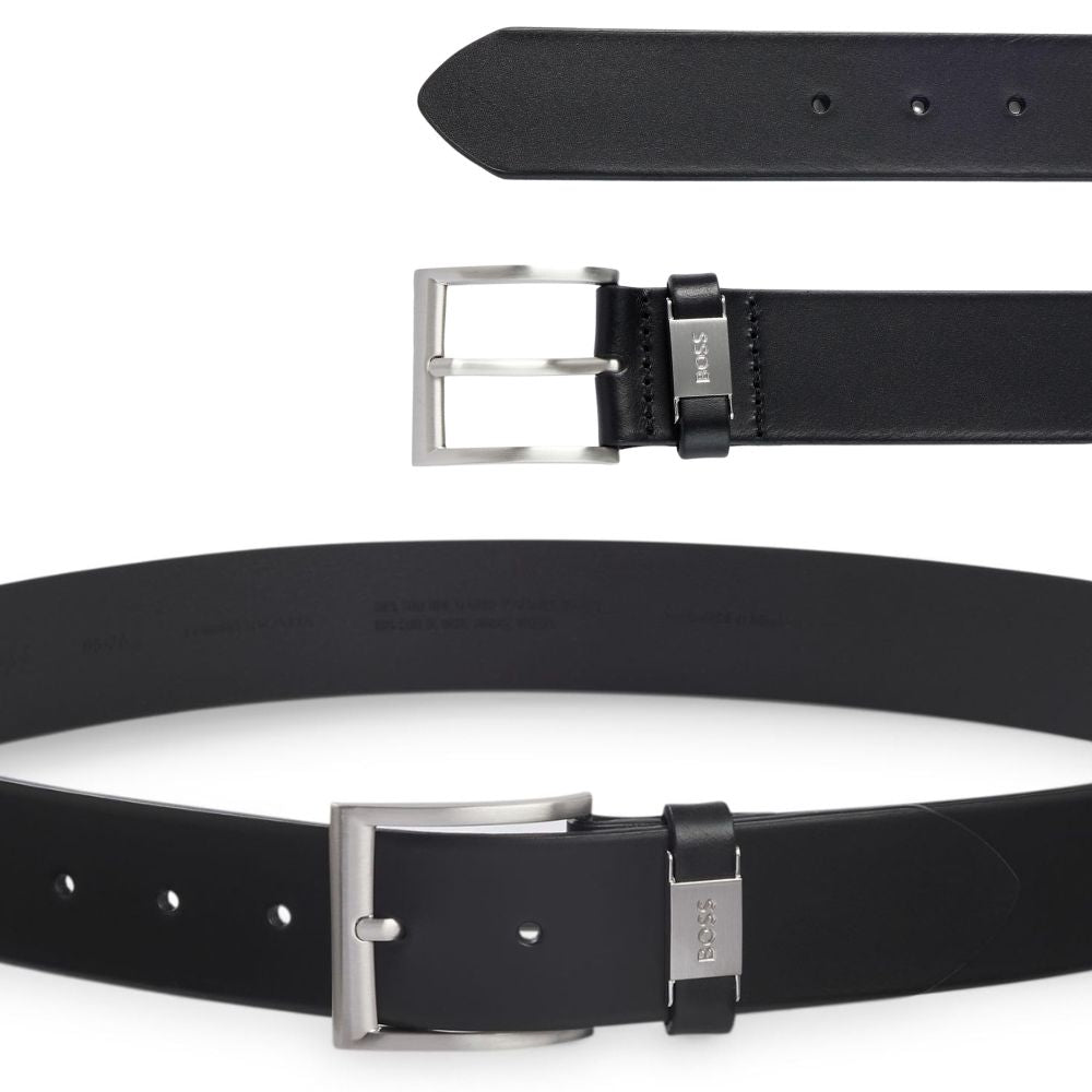 BOSS 'Connio'Herren Gürtel aus Echt-Leder: Business Gürtel in Schwarz (100x4cm)