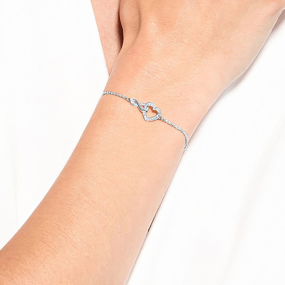 Swarovski 'Hyperbola' Rhodiniertes Damen-Armband: Unendlichzeichen und Herz