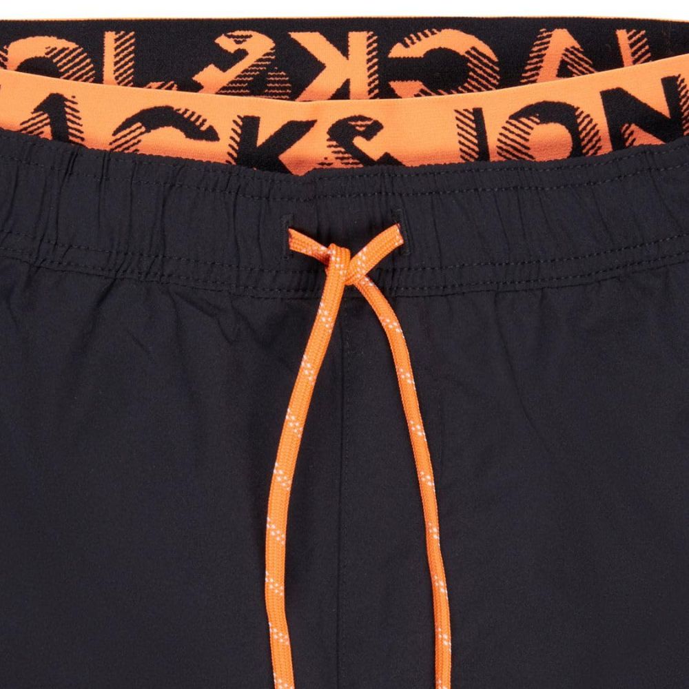 JACK & JONES 'Maui' men's swim shorts with double waistband: Color - Shocking Orange