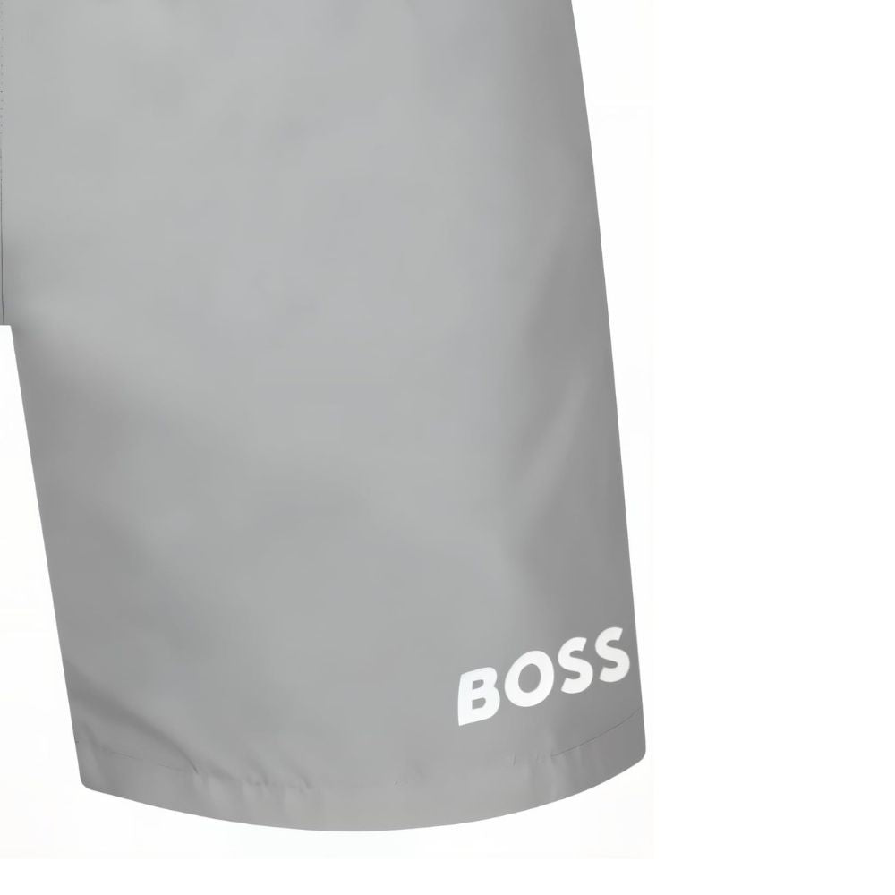 BOSS Badeshort Herren'Starfish Medium Grey' mit Kordelzug: Schnelltrocknend