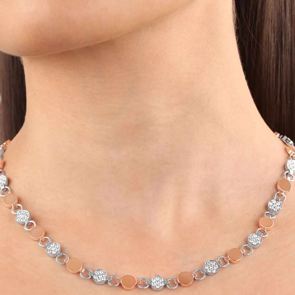 s.Oliver Edelstahl Collier für Damen mit Kristallen von Swarovski (IP-Rose)