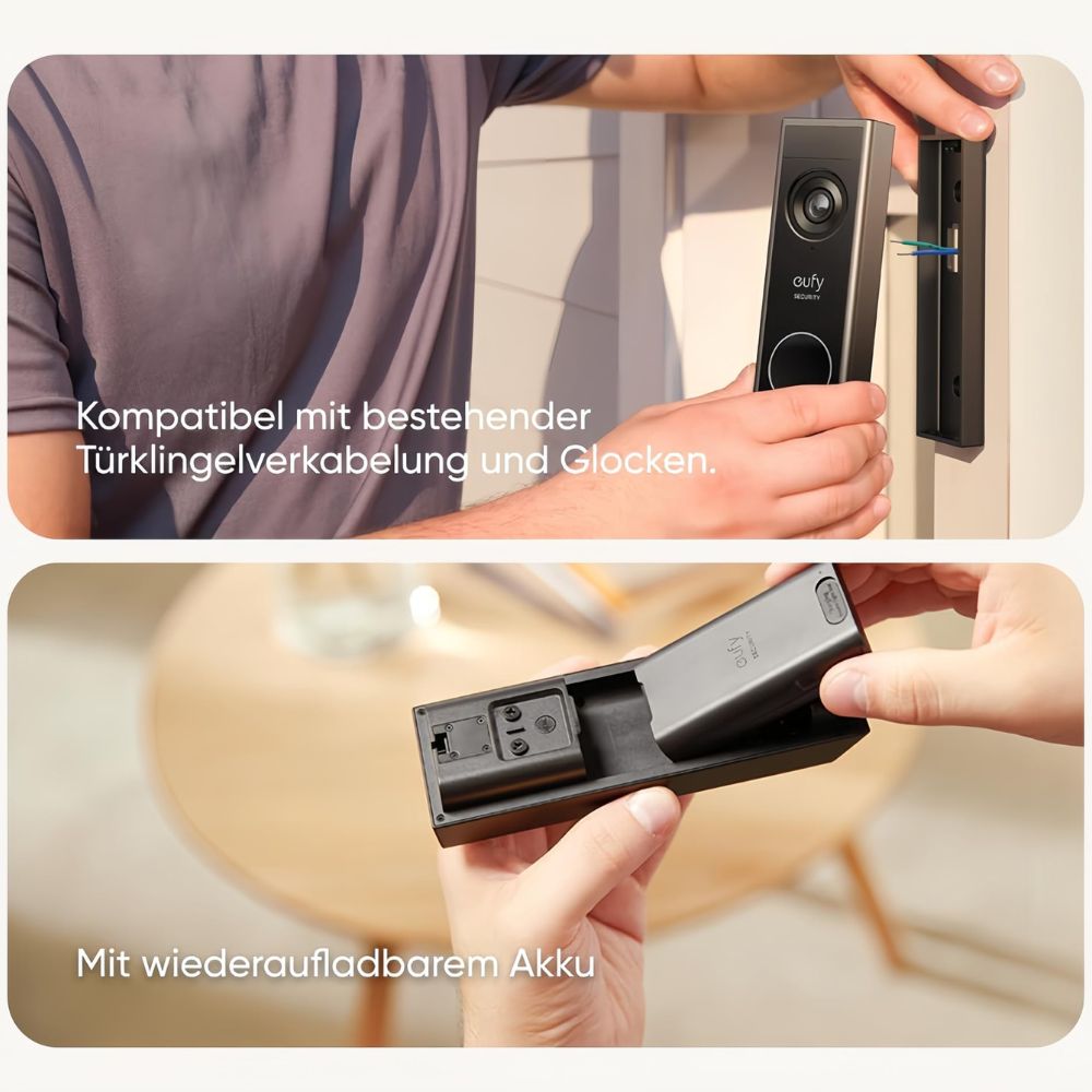 Security Video Doorbell (T8214) with two cameras and crystal-clear 2K resolution