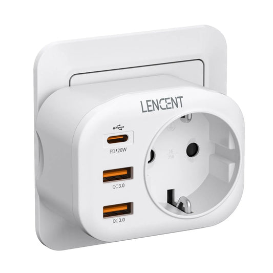 LENCENT Mehrfachsteckdose: 2 USB Schnellladung - 1 USB Typ C - 1 AC Stecker