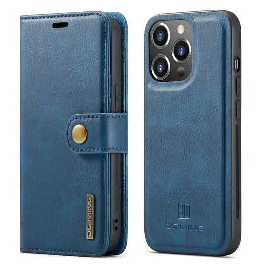 Magnetisches Ledercover für iPhone 15/14/13/12/11 Pro-Max | mit Kartenhalter - Blau
