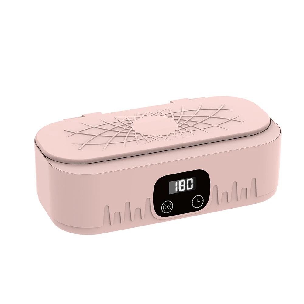 Ultraschallreiniger 400ml | Ultrasonic Reinigungsgerät 18W: 360 Grad Tiefreinigung (Rosa)
