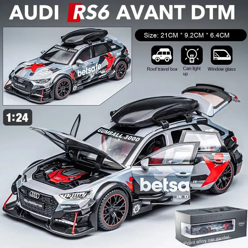 Audi RS6 Avant DTM Racing Modellauto aus Metall (1:24) Perfektes Geschenk - Dekoratives Highlight (Grün mit Geschenkbox)
