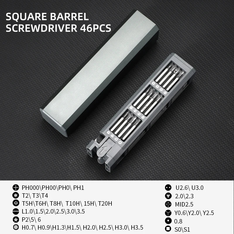 Werkzeugset mit Multifunktions-Schraubendreher | 46-in-1 Präzisionsmagnetbits1