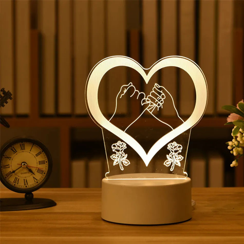 3D Acryl-USB-LED-Nachtlicht im Geschenkbox | Warmweiß