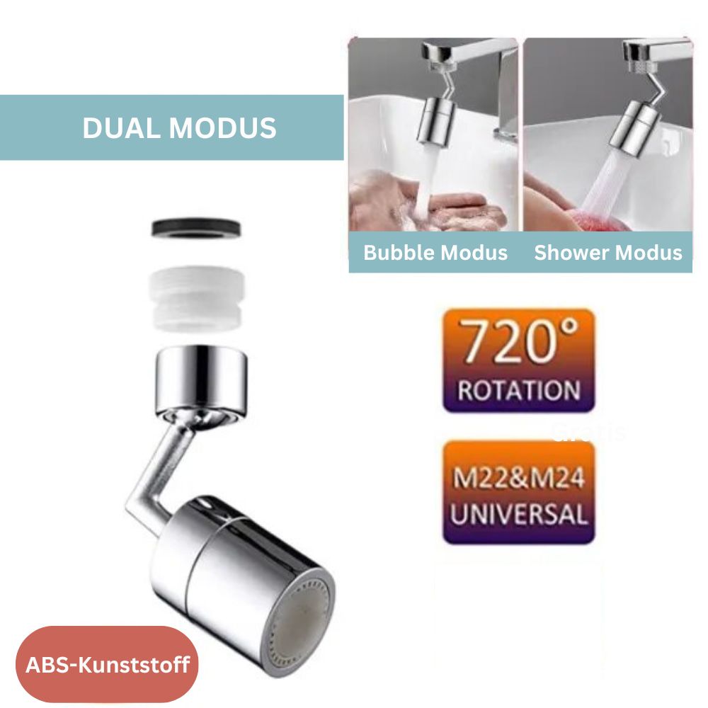 720° Grad Drehbarer Wasserhahn Aufsatz | Schwenkbar, Multifunktional3