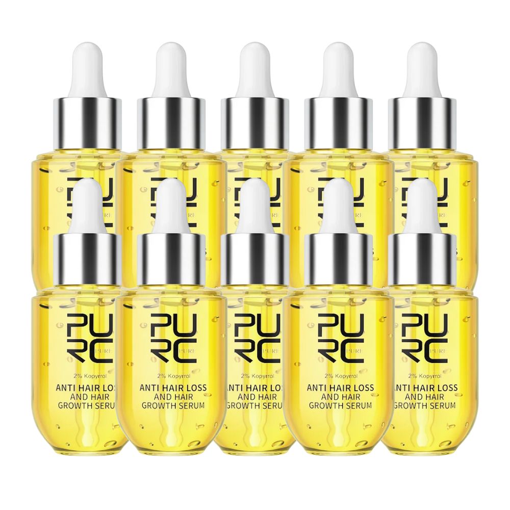 PURC Haarwachstumsserum (2% Kopyrrol) 5ml | Regenerierendes Öl gegen Haarausfall, Behandlung für Männer & Frauen (10 Flaschen)