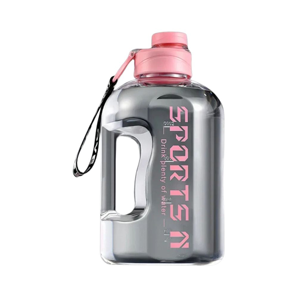 Große Sport-Wasserflasche mit Trageschlaufe für Fitness, Gym, Radfahren, Camping (Rosa)