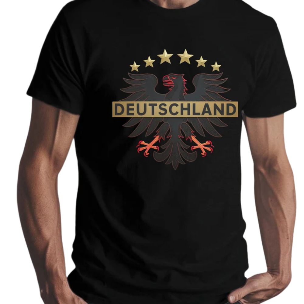 DEUTSCHLAND Herren T-Shirt mit deutschem Adler-Aufdruck (Schwarz)