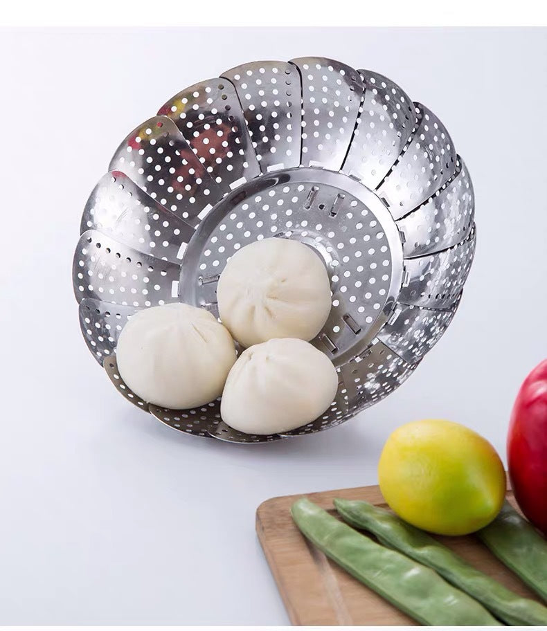 Dampfgarer aus Edelstahl, Netz-Gemüsekocher, erweiterbares Küchenwerkzeug3