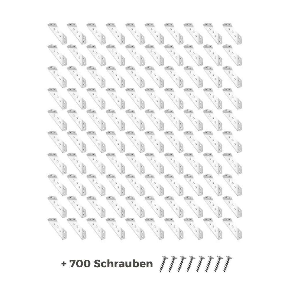 Universal Möbel Eckverbinder aus Edelstahl | Schwerlastwinkel mit Schrauben (100 Stück mit Schrauben)