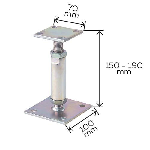 Alberts Pfostenträger (212391) zum Aufschrauben: Höhenverstellbar (150 - 190mm)