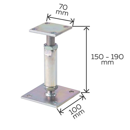 Alberts Pfostenträger (212391) zum Aufschrauben: Höhenverstellbar (150 - 190mm)