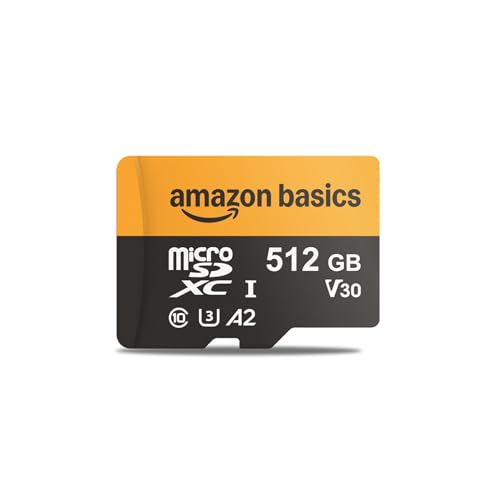 Amazon Basics microSD-Karte 512 GB | UHS-I U3 A2, bis zu 200 MB/s, für 4K/5K-Video