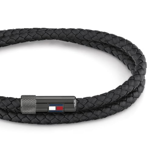 Tommy Hilfiger Doppelt gewickeltes Lederarmband mit Details aus Edelstahl