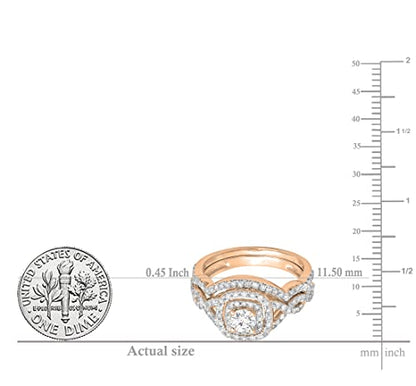 DazzlingRock Collection 18K Rose Gold Engagement Ring Set: White Diamond in Swirl Design (K3074-18KR-8)