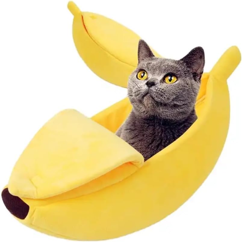 Kuscheliges Bananen-Katzenbett | Wärmende Matte & Körbchen für Katzen/Hunde 2