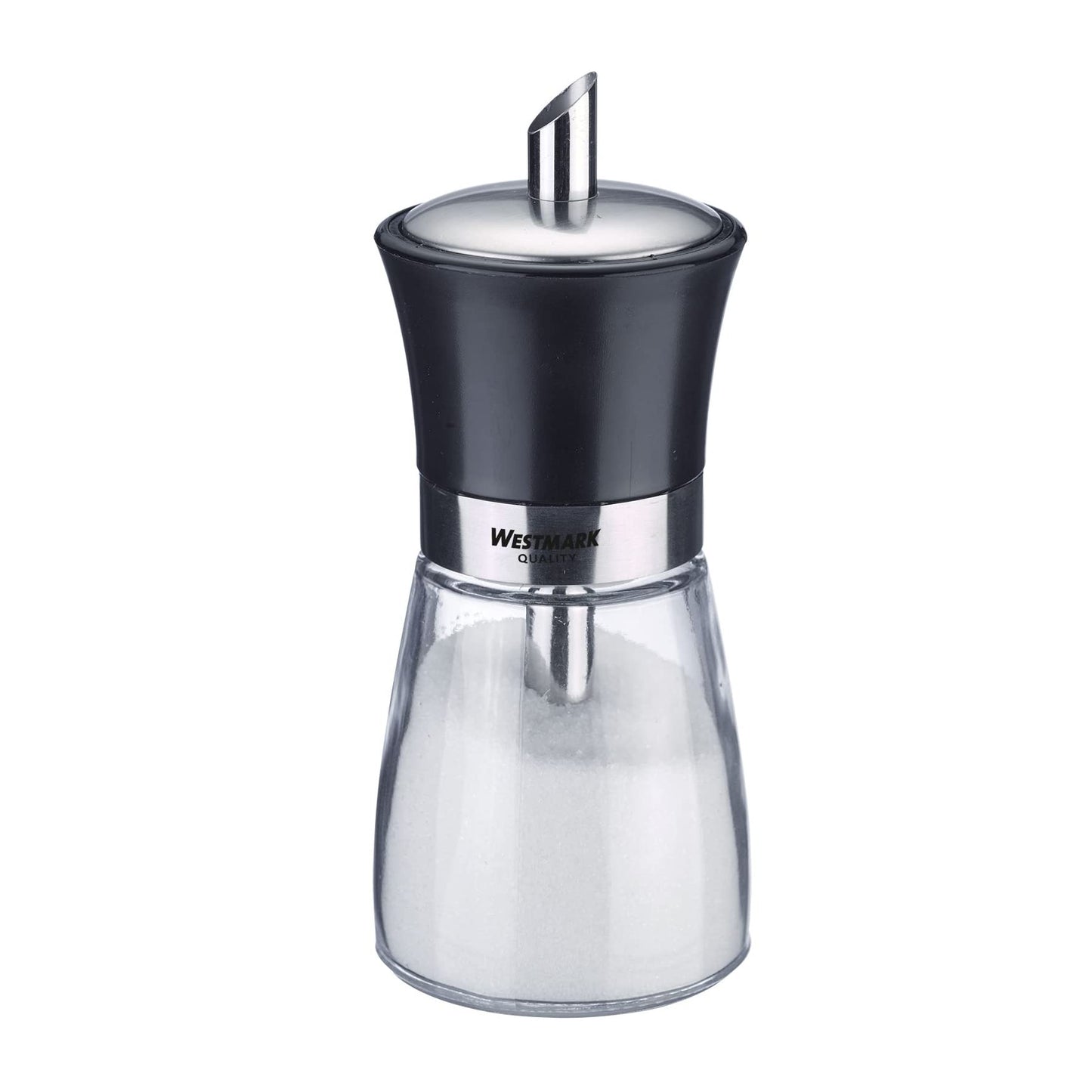 Westmark Zuckerdosierer aus Glas (190ml): Rostfreier Edelstahl (Schwarz-Silber)