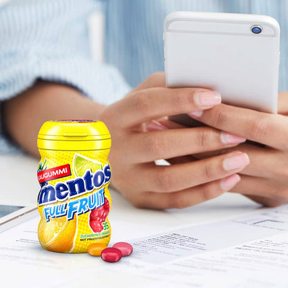 Mentos Kaugummi Full Fruit (6x 35 Stück) in drei Sorten mit Frucht-Geschmack & flüssiger Füllung