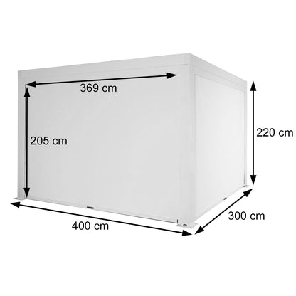 Pergola (HWC-L46) Garten-Lamellen-Pavillon mit Seitenwand-Rollo (3x4m): Sturmfest, Alugestell