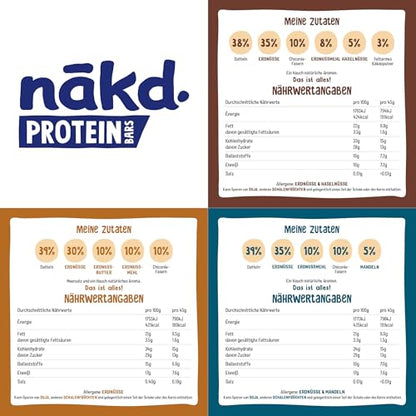 Nākd. Protein-Riegel Variety Pack (16x45g) | Ohne Zuckerzusatz, Vegan