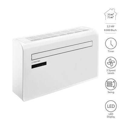 TROTEC Mobile Wall Air Conditioner (PAC-W 2200 S) with 4-in-1 Cooling, Heating, Ventilation: 8000 BTU