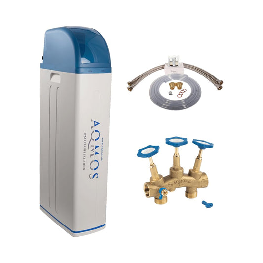 Aqmos Wasserenthärthärtungsanlage (R2D2-72) mit Anschluss-Set und Montageblock: Antikalkanlage