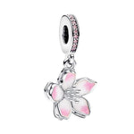 Feitery Cherry Blossom Dangle Charm Herz-Anhänger Armband zum Muttertag