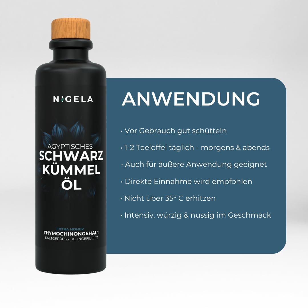 Nigela BIO Ägyptisches Schwarzkümmelöl (200ml) mit hohem Thymochinongehalt