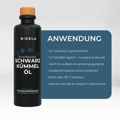 Nigela BIO Ägyptisches Schwarzkümmelöl (200ml) mit hohem Thymochinongehalt