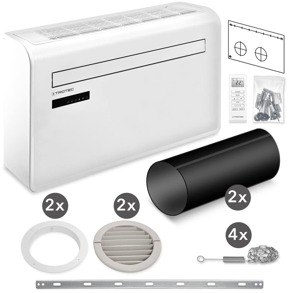 TROTEC Mobile Wall Air Conditioner (PAC-W 2200 S) with 4-in-1 Cooling, Heating, Ventilation: 8000 BTU