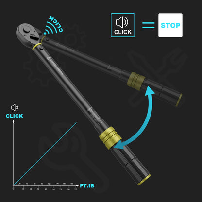 Drehmomentschlüssel 1/2 Zoll, 20-220 Nm, ±3% Fehlergenauigkeit: 72 Zähne Reifenschlüssel Tool mit Aufbewahrungsbox
