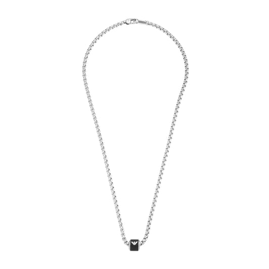 Emporio Armani Halskette für Herren aus schwarzem poliertem Marmor: Karabinerverschluss