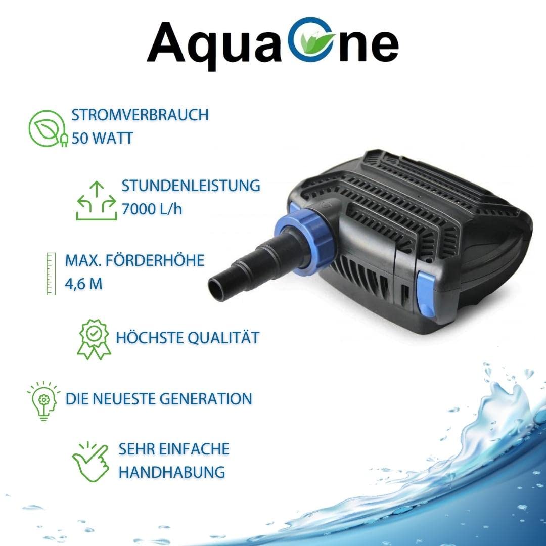 AquaOne Eco pond pump with filter (CTF-B 7000): 50 watts, 7000 l/h for the garden pond