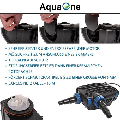 AquaOne Eco pond pump with filter (CTF-B 7000): 50 watts, 7000 l/h for the garden pond