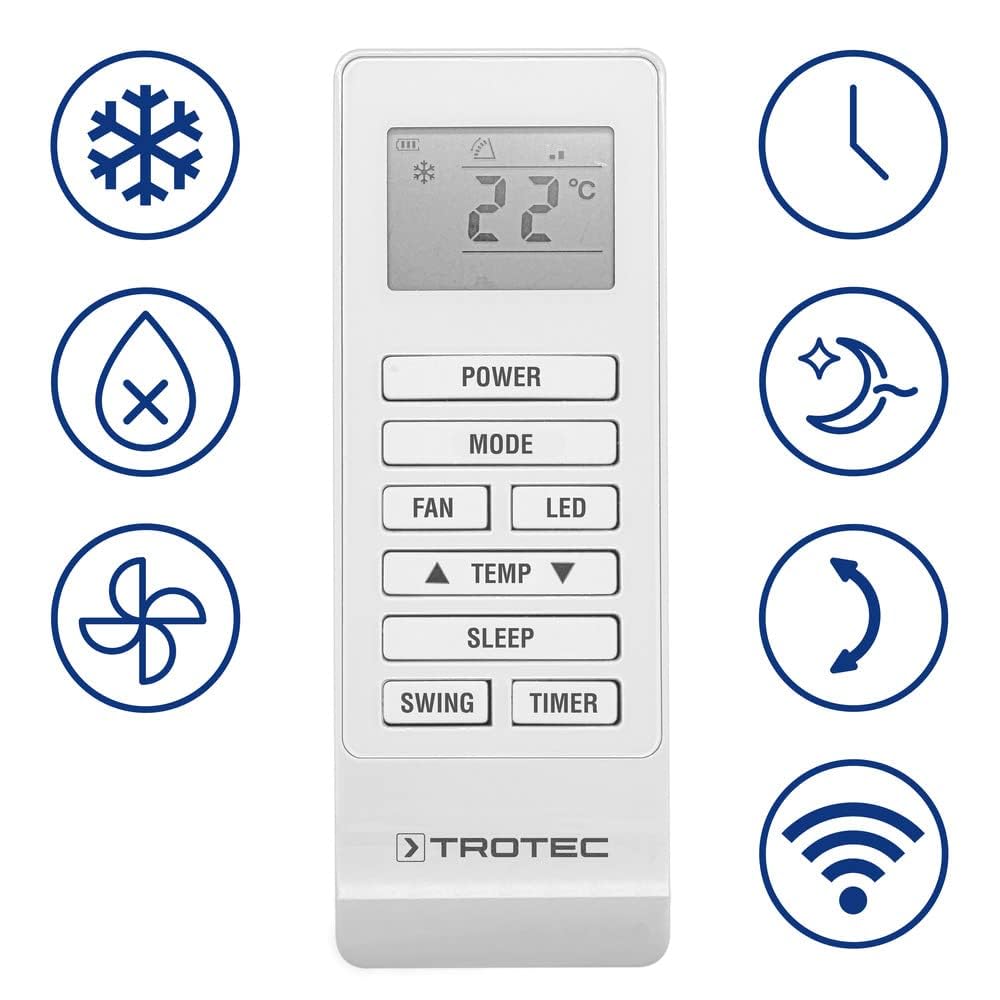 TROTEC Mobile Wall Air Conditioner (PAC-W 2200 S) with 4-in-1 Cooling, Heating, Ventilation: 8000 BTU