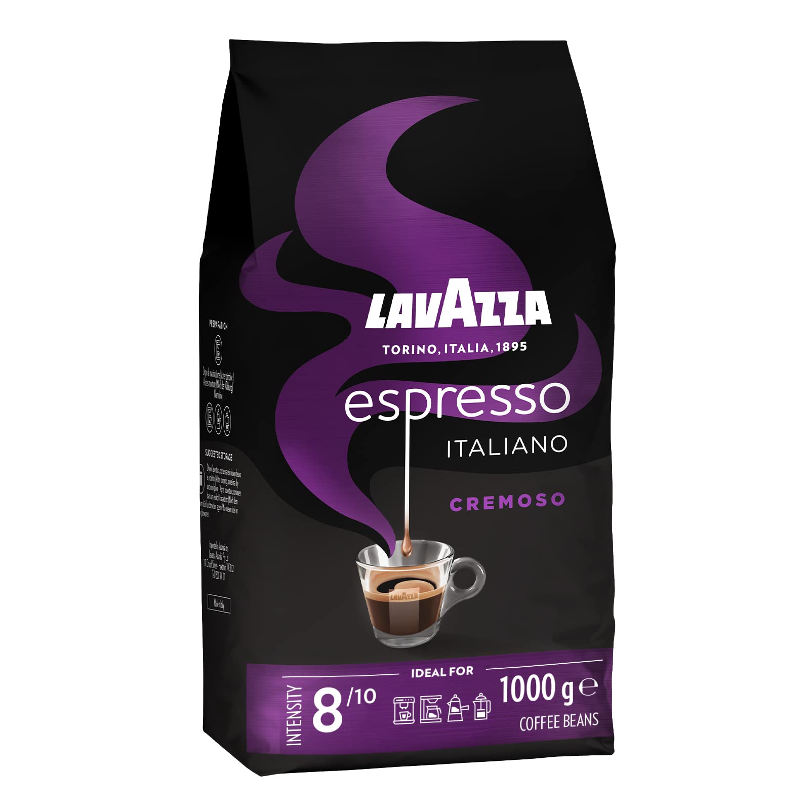LAVAZZA Espresso Italiano Cremoso (1kg): Arabica Kaffeebohnen, Intensität 8/10