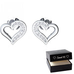 AMOONIC Sweet 16 'Herz-Ohrstecker' Geburtstagsgeschenk-Idee für Mädchen mit Etui Gravur