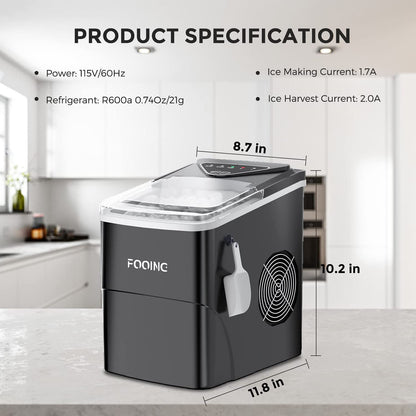 Ice cube machine - Ice Maker in ONLY 6 minutes with self-cleaning function (15kg): Quiet