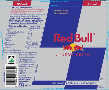 Red Bull Energy Drink mit Taurin & Vitaminen (24x 355ml): EINWEG-Pfand