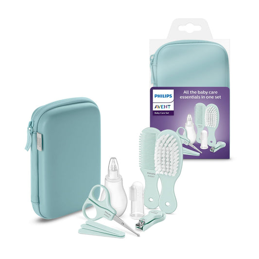 Philips Avent Babypflege Starter-Set mit 9 Zubehörteilen inkl. Nasensauger und Fingerzahnbürste