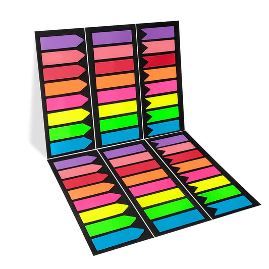 Sticky-Notes Haftstreifen (1200 Stück): Seitenmarker - 3 Designs, 8 Farben